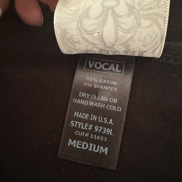 Vocal Black Tunic Silver Studs Western Cowgirl Country Goth Top Long Sleeve - Picture 6 of 6